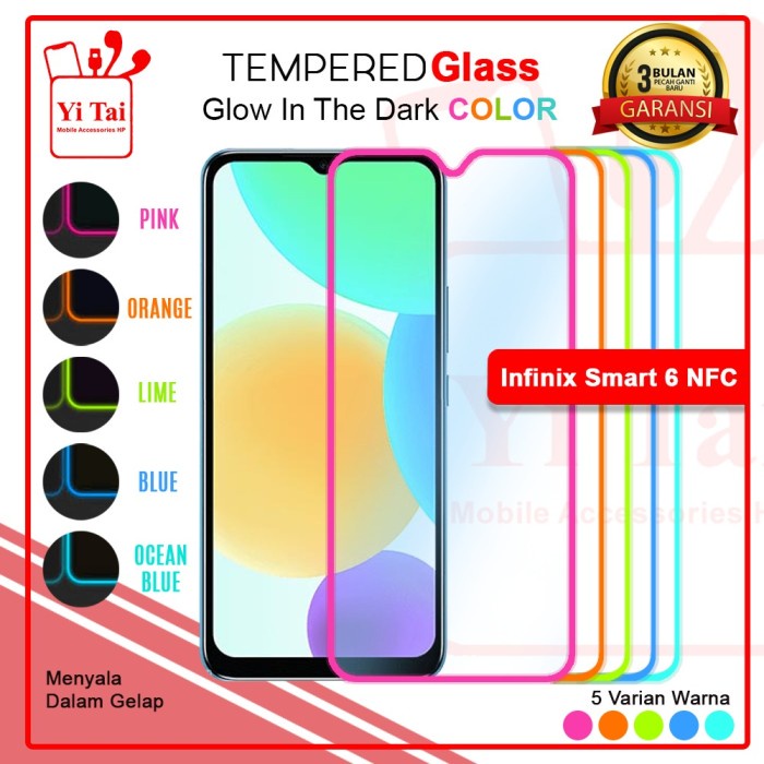 YI TAI - Glow In The Dark Tempered Glass Infinix Smart 6 HD Smart 6 Nfc