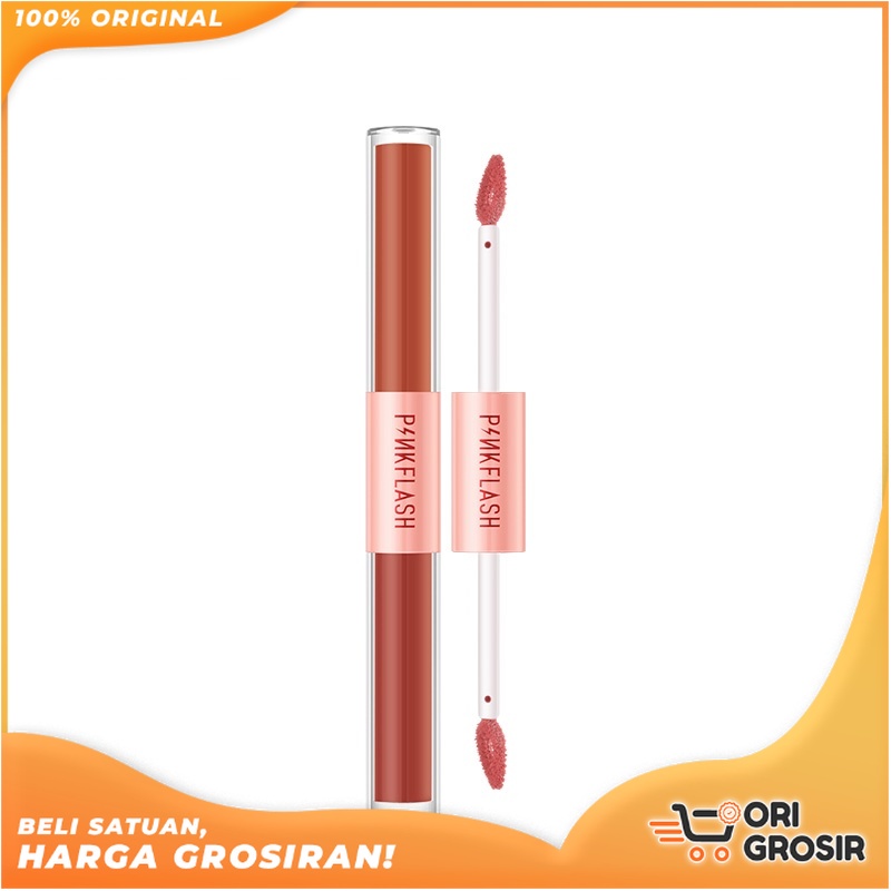 ORI Grosir PINKFLASH DoubleSense 2 IN 1 Dual-ended Liquid Lipstick Matte Lipstick - Pinkflash Duo Li