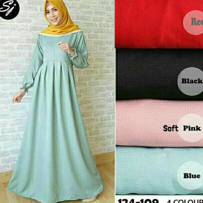 BARU Berkualitas Gamis Syari Balotelli Polos / Basic Dress - Navy, L