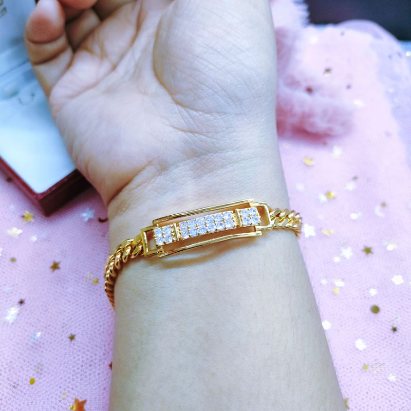 Gelang Tangan Wanita Titanium Anti Karat Lapis Emas 381OE