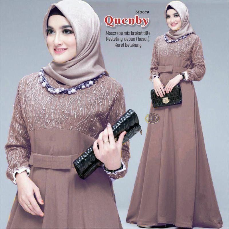 GAMIS POLOS KOMBINASI TILE REMPEL MOSCREPE KUENBY QUENBY