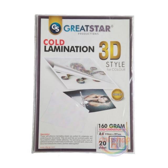 

Great Star Cold Lamination 3D A4/160gram 20's