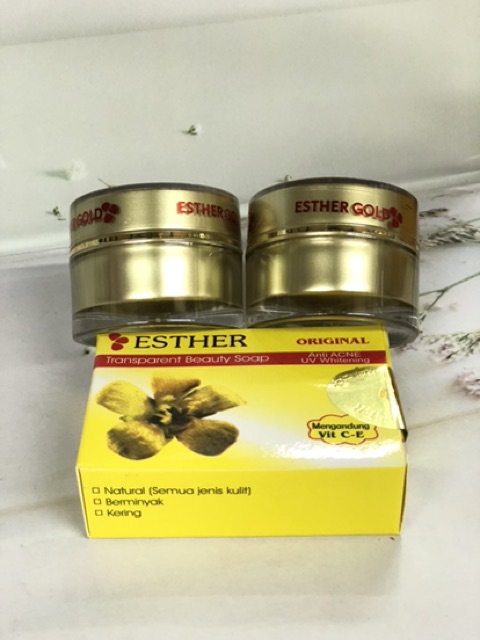 [PAKET] CREAM ESTHER GOLD KACA AB BLEACHING CREAM + SABUN