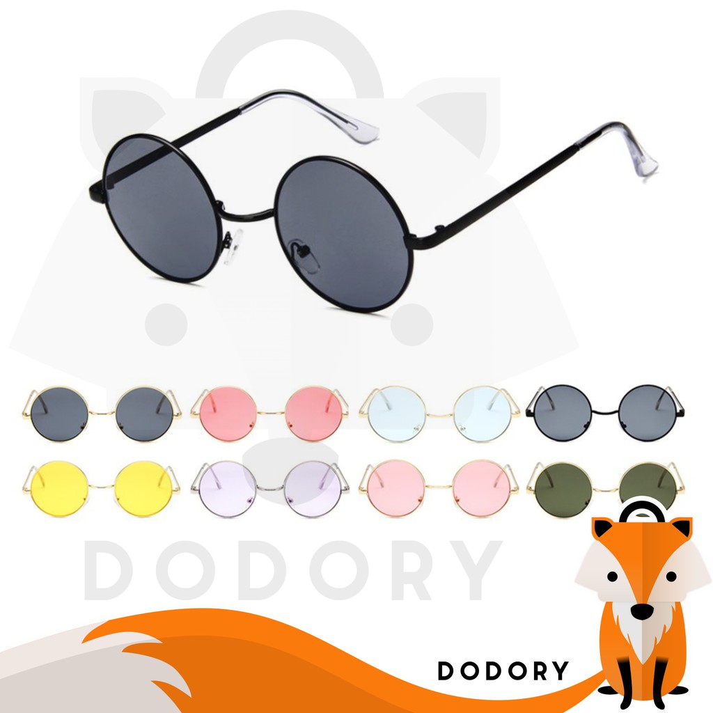 DODORY K203 Kacamata Bulat Hitam Sunglasses Fashion Wanita Pria