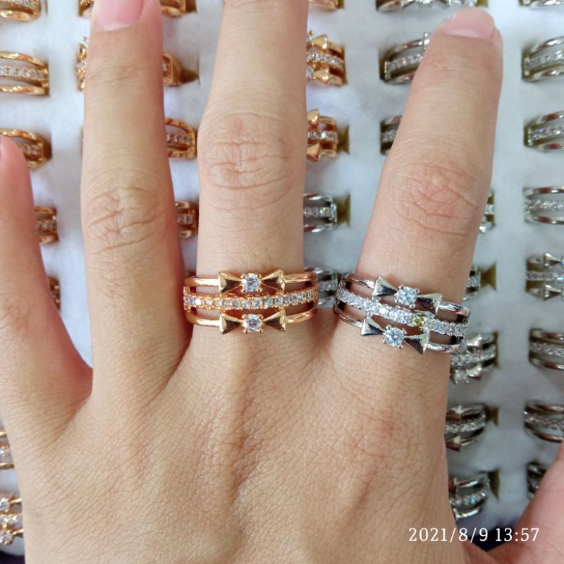 Cincin Replika Berlian Cantik Permata Mewah Elegant Premium High Quality Silver Gold JS1528100821
