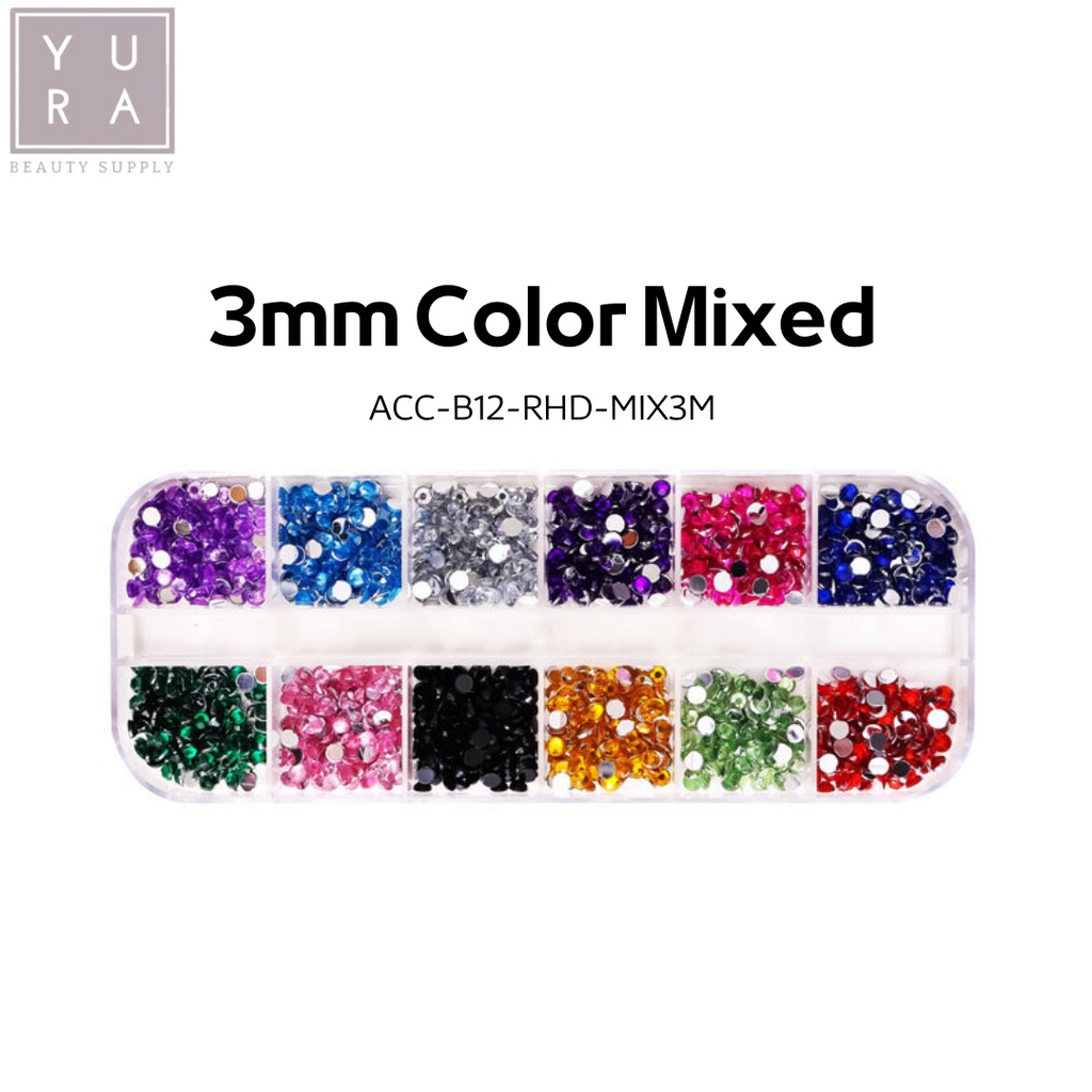 HIASAN KUKU NAIL ART Manik-manik Swarovski DECORATION DIY RHINESTONES DIAMOND BOX ISI 12