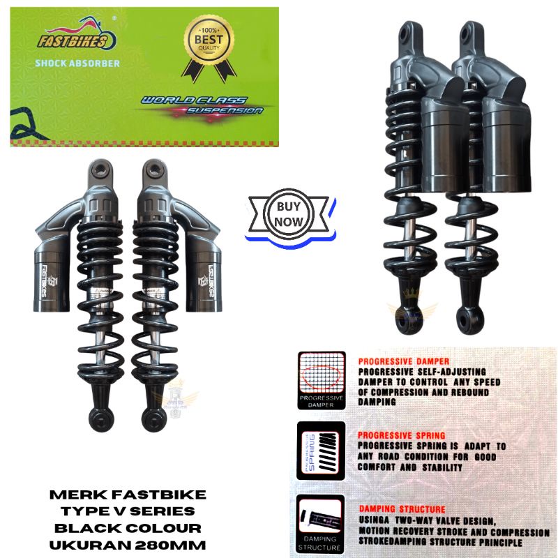 Shock Belakang Tabung FASTBIKE Copy Rcb 280 Black