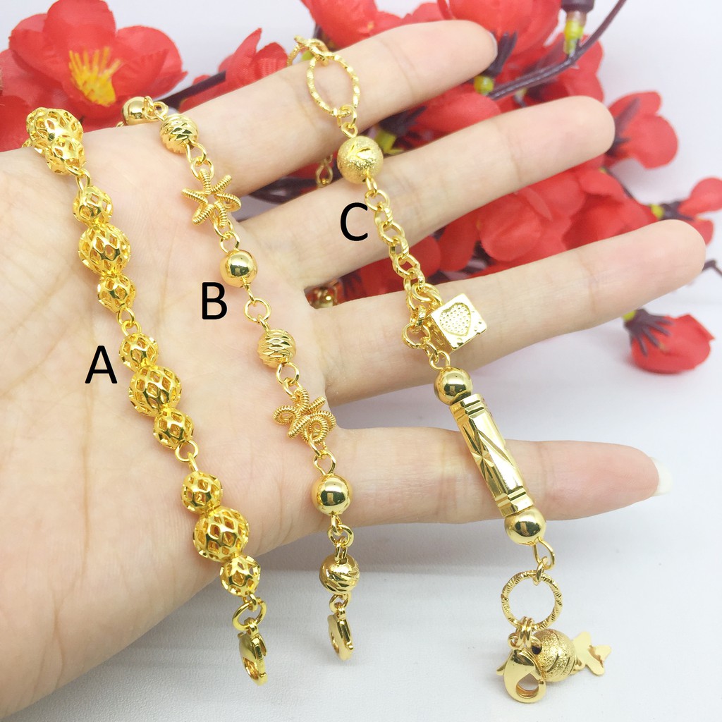  Gelang  Xuping Rantai Lapis Emas  Gold Bulat  Motif Imitasi 