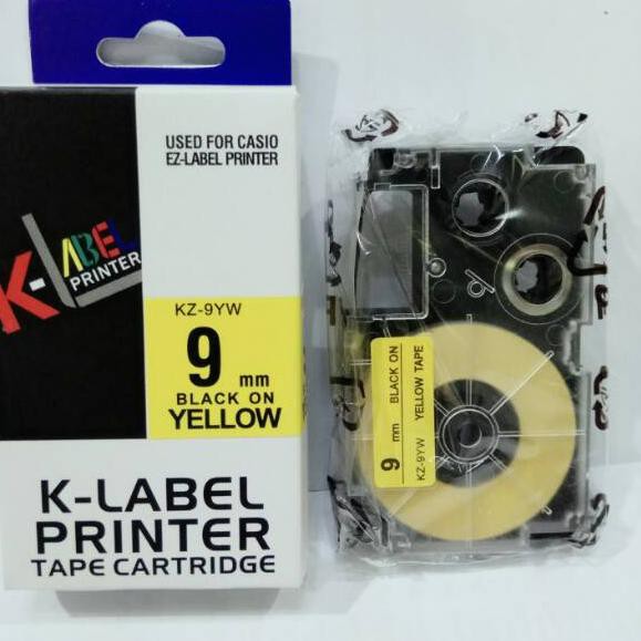 

｀ GROSIR k-label printer used for casio ez label printer black on yellow 9 mm kz-9yw Terbatas￣