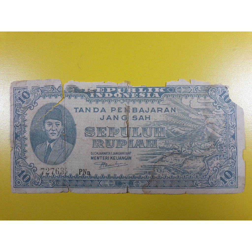 Uang Kuno Indonesia 10 Rupiah ORI II Tahun 1947 Fair