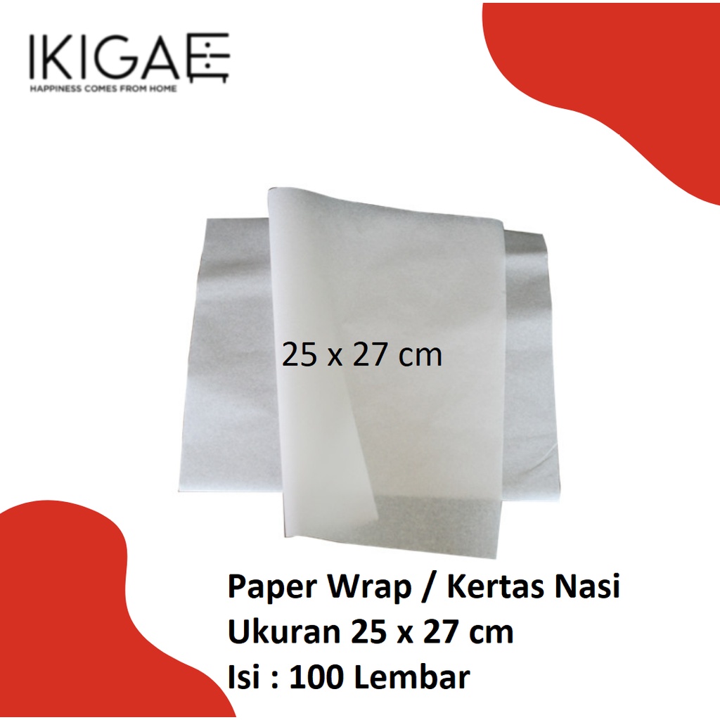 PAPER WRAP / KERTAS NASI WRAPPING UKURAN 25 x 27 cm ISI 100 LBR