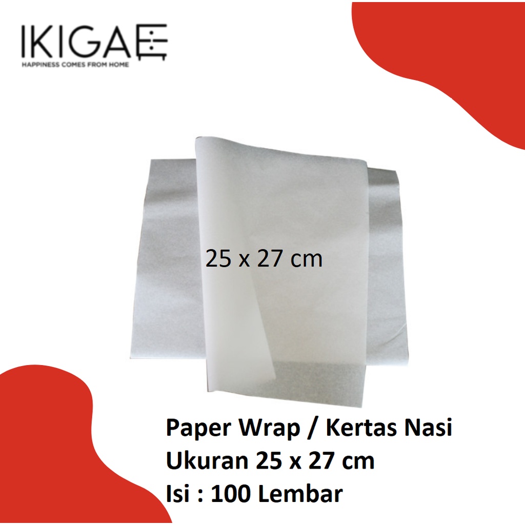 PAPER WRAP / KERTAS NASI WRAPPING UKURAN 25 x 27 cm ISI 100 LBR