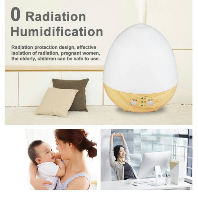 Aromatherapy Air Humidifier Oil Diffuser Egg Shape 235ml - H25 - White