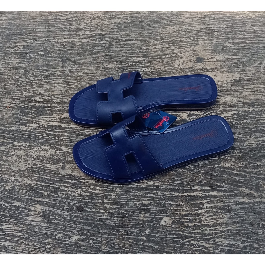 GLAZTON 1838 SANDAL JELLY WANITA SENDAL KARET JELLI WEDGES PEREMPUAN-BIRU GLZ