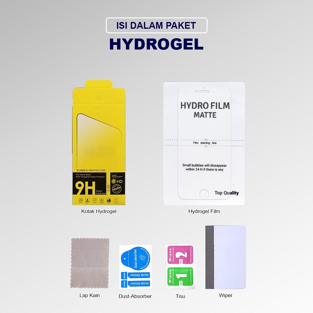 HYDROGEL SCREEN PROTECTOR ANTI GORES NOT TEMPERED GLASS FULL COVER ALL TYPE INFINIX IPHONE OPPO POCO REALME SAMSUNG VIVO XIAOMI LENGKAP