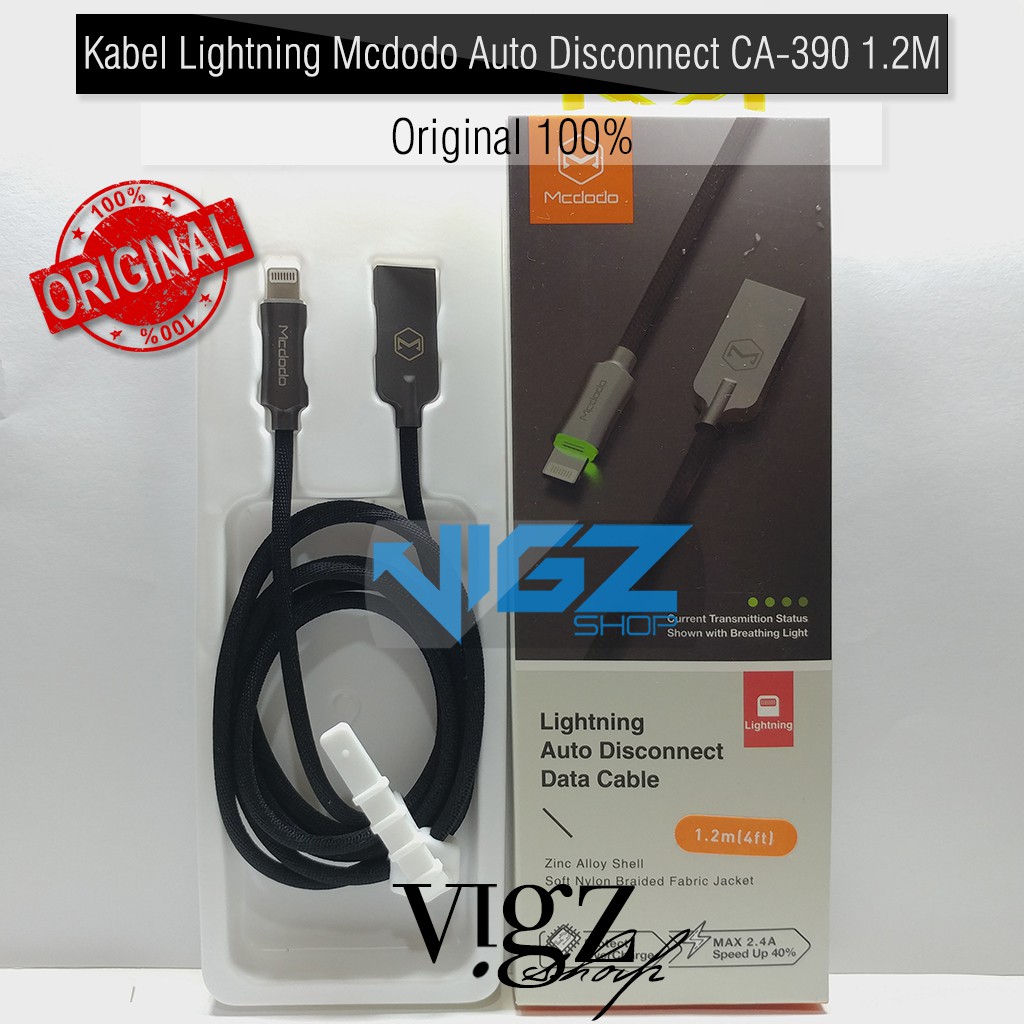 Mcdodo Kabel Data Iphone Lightning Auto Disconnect 3A Iphone 6 7 8 X XS 1.8M Original 100%