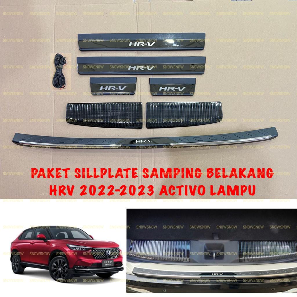 Paket Lengkap Sillplate Samping Belakang Honda HRV 2022 2023 UP Activo Lampu