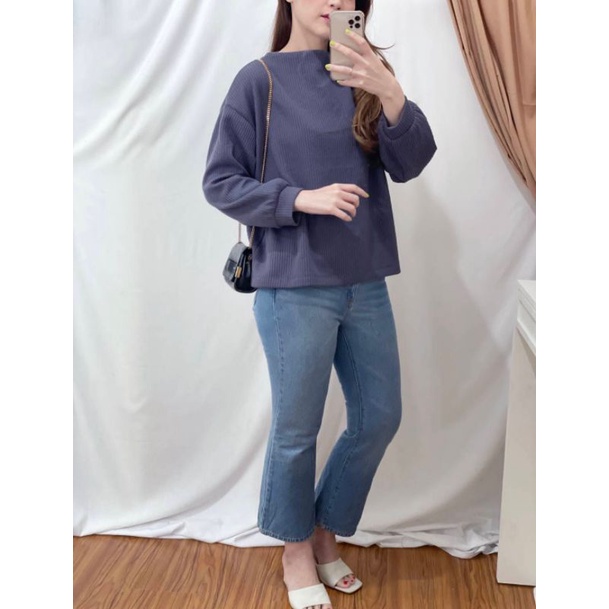 uniqlo textured high neck puff sweater