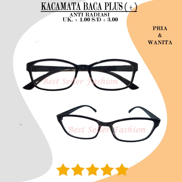 KACAMATA BACA PLUS LENSA BLUERAY TERSEDIA UK.+1.00 S/D +3.00 UNTUK PRIA WANITA NO CASE