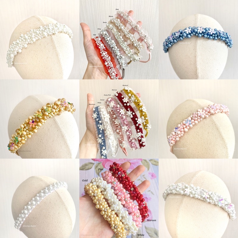 Jinju Pearly // bandana bando bayi anak mutiara korea, bando bandana pesta bayi anak