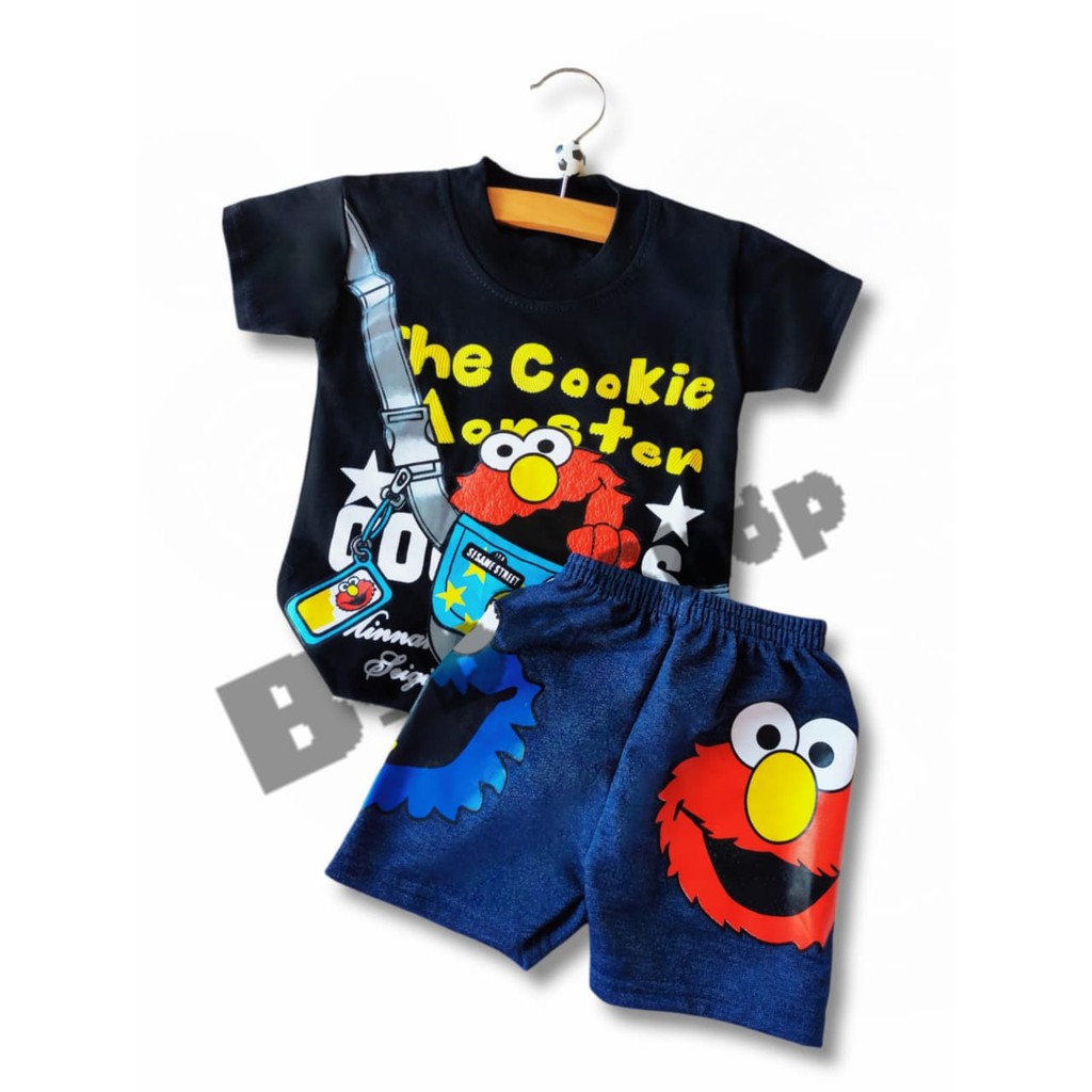 Setelan Baju Anak Karakter Elmo Usia 0Sampai 7 Tahun