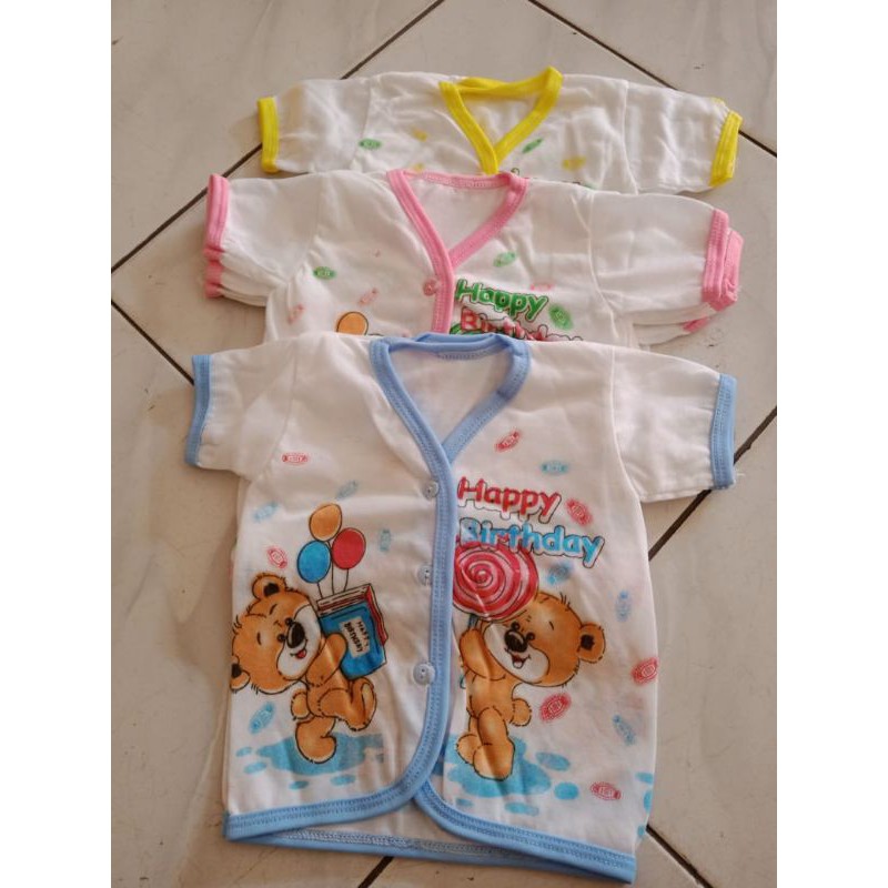 6 PCS BAJU LENGAN PENDEK BAYI PUTIH SABLON