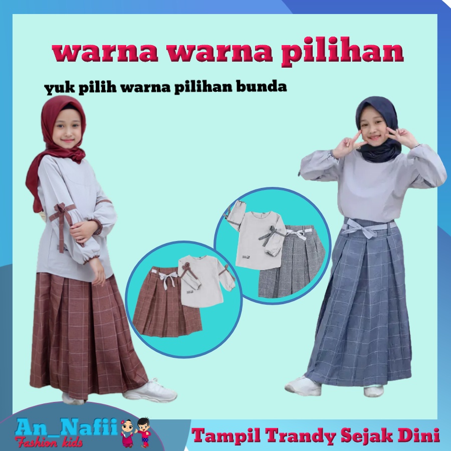 Baju Muslim Anak Perempuan Umur 3 - 12 Tahun Naura Set Blouse Hoofla Baju Anak Perempuan 5 Tahun 7 Tahun 8 Tahun 10 Tahun Setelan Anak Perempuan Kekinian