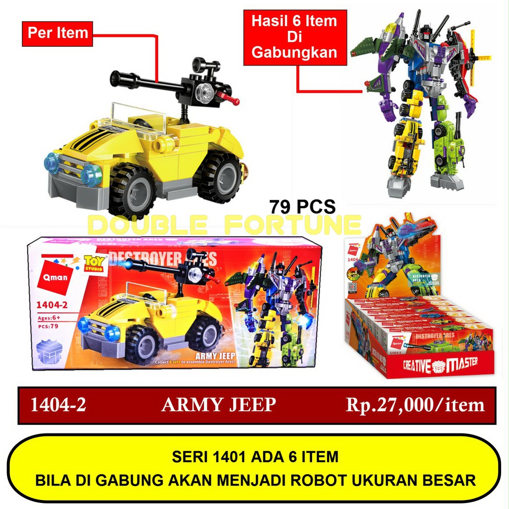 MAINAN LEGO QMAN 1404-2 ARMY JEEP - DESTROYER ARES