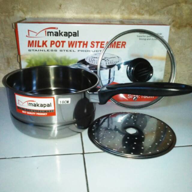 Panci Kukus Gagang / Milk Pot With Steamer Makapal/texania