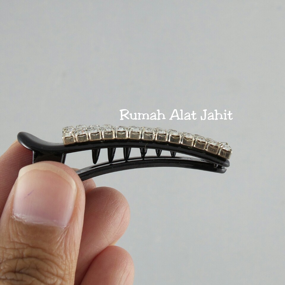 Jepit Rambut / Hair Clip Permata Baris Segi Panjang 4.5cm