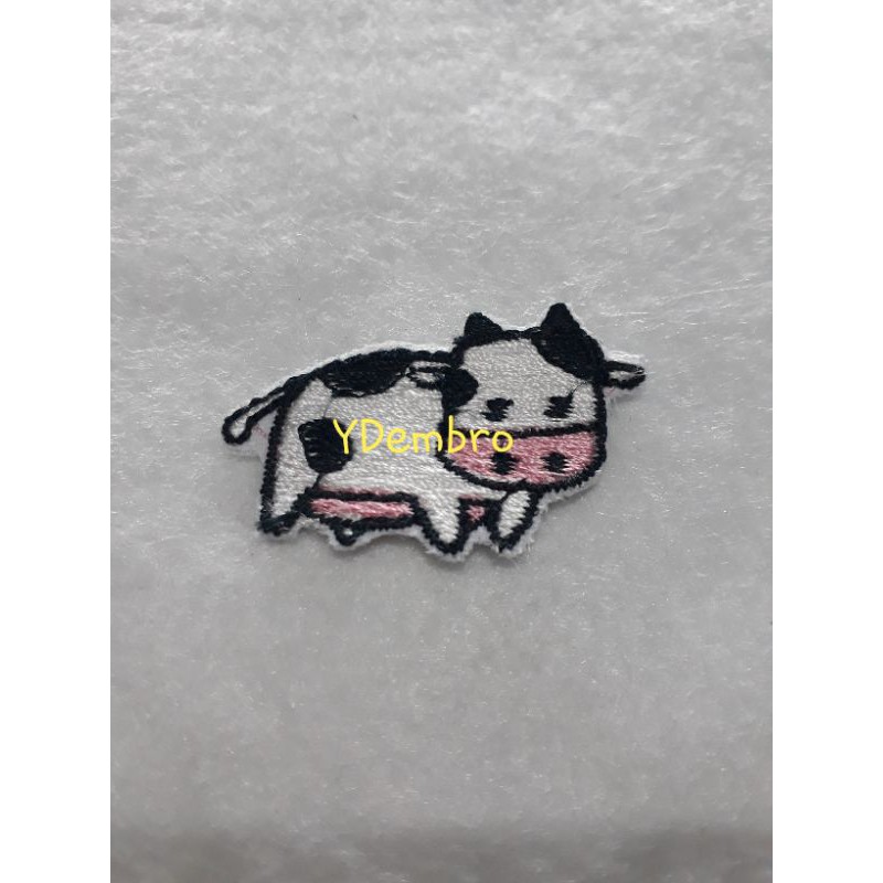 Patch Bordir Karakter Lucu Binatang Sapi