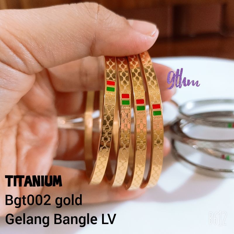 Gelang titanium guci keren mewah satuan rosegold, silver dan gold keroncong BGT024