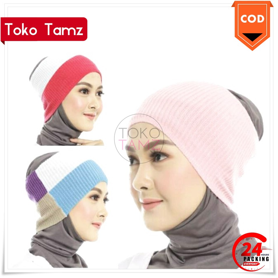 COD Makassar FLASH SALE Ciput Rajut Polos Ciput Hijab Jilbab HITAM Warna Anti Pusing Shopee Online S