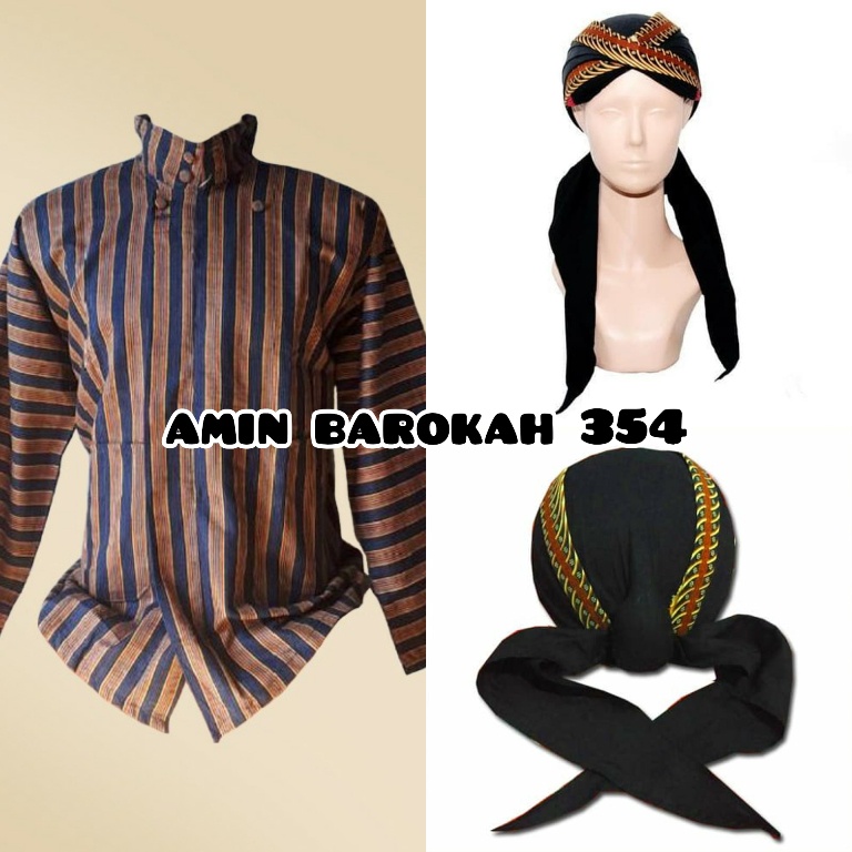 COD...!!! Setelan Baju Surjan Lurik + Blangkon Jogja Samurai Sliwir Coklat - Ukuran Dewasa #Adat #Jawa #Tradisional