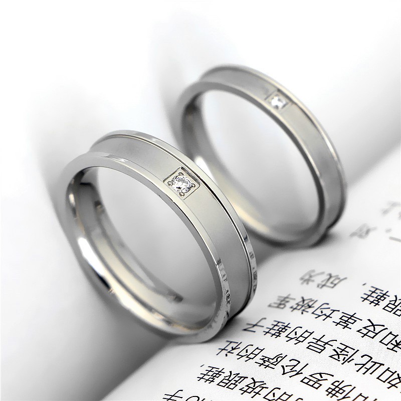 [BEST SELLER] Cincin Couple titanium  C062 / Tunangan / Nikah / Kawin Titanium Anti Karat Mata Satu