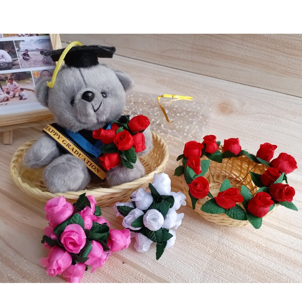 boneka wisuda keranjang exclisive original by teddy showroom GRATIS BUKET BUNGA ROSE