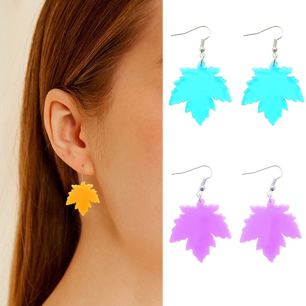 Anting Gantung Panjang Model Geometri Bahan Akrilik Warna Fluorescence Gaya Punk Untuk Wanita