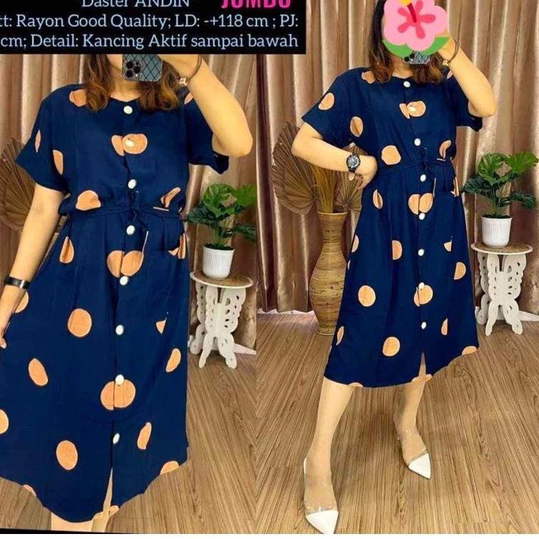 Tren Kekinian.. Daster Andin/Daster Kekinian/Daster Full Kancing/Daster Santai/Daster Rayon/Daster A