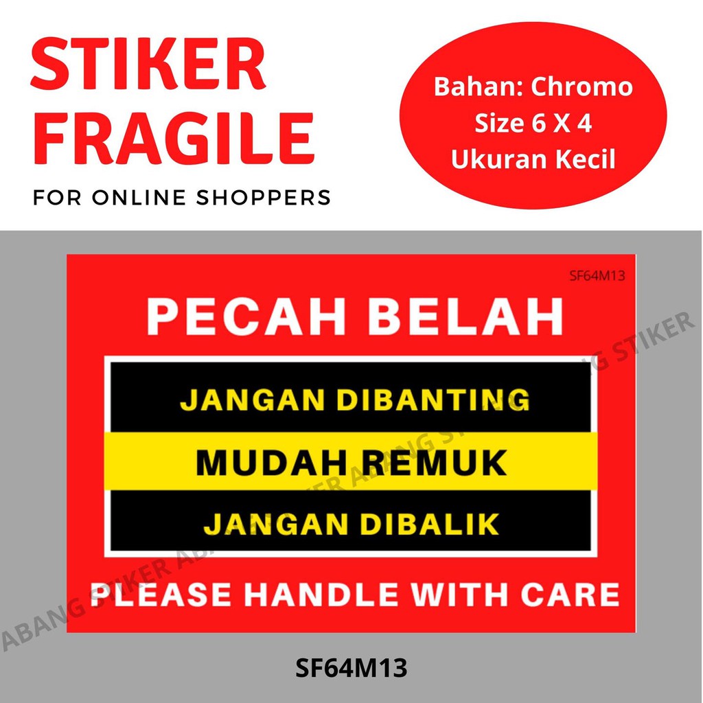 

Stiker Fragile Warning 6 x 4 cm
