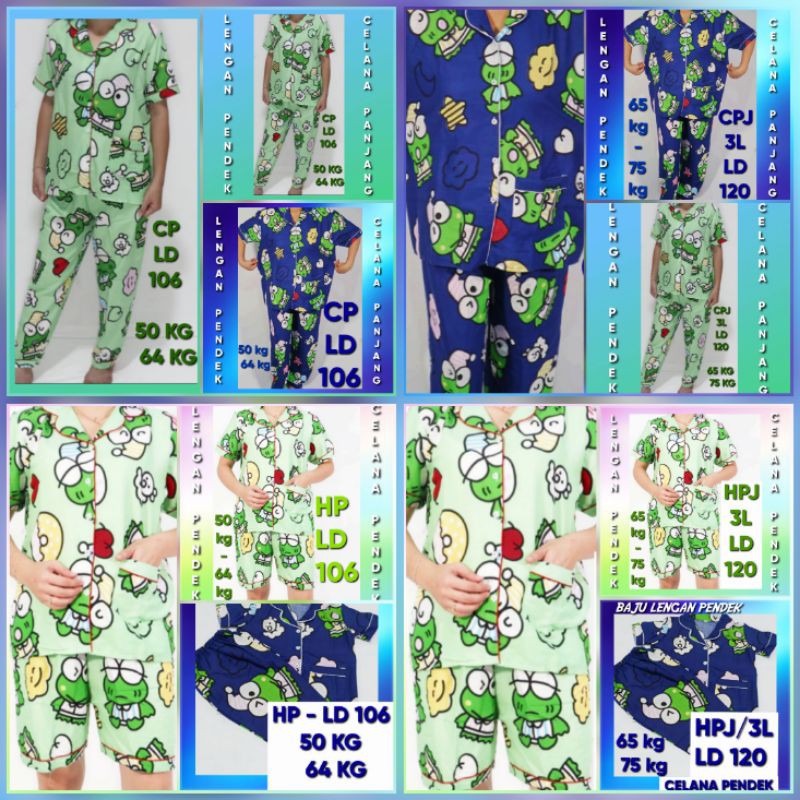 BAJU TIDUR IBU DAN ANAK KROPPI WAWA HIJAU DAN NAVY