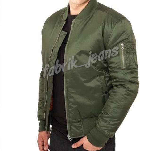 Jaket BOMBER POLOS HIJAU Waterproof Bahan Parasut Scoot Puma Ukuran M L XL XXL