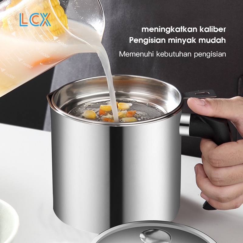 LCX Oil Pot Wadah Saringan Minyak Stainless Steel Gelas Saringan Minyak / Tempat Saringan Minyak