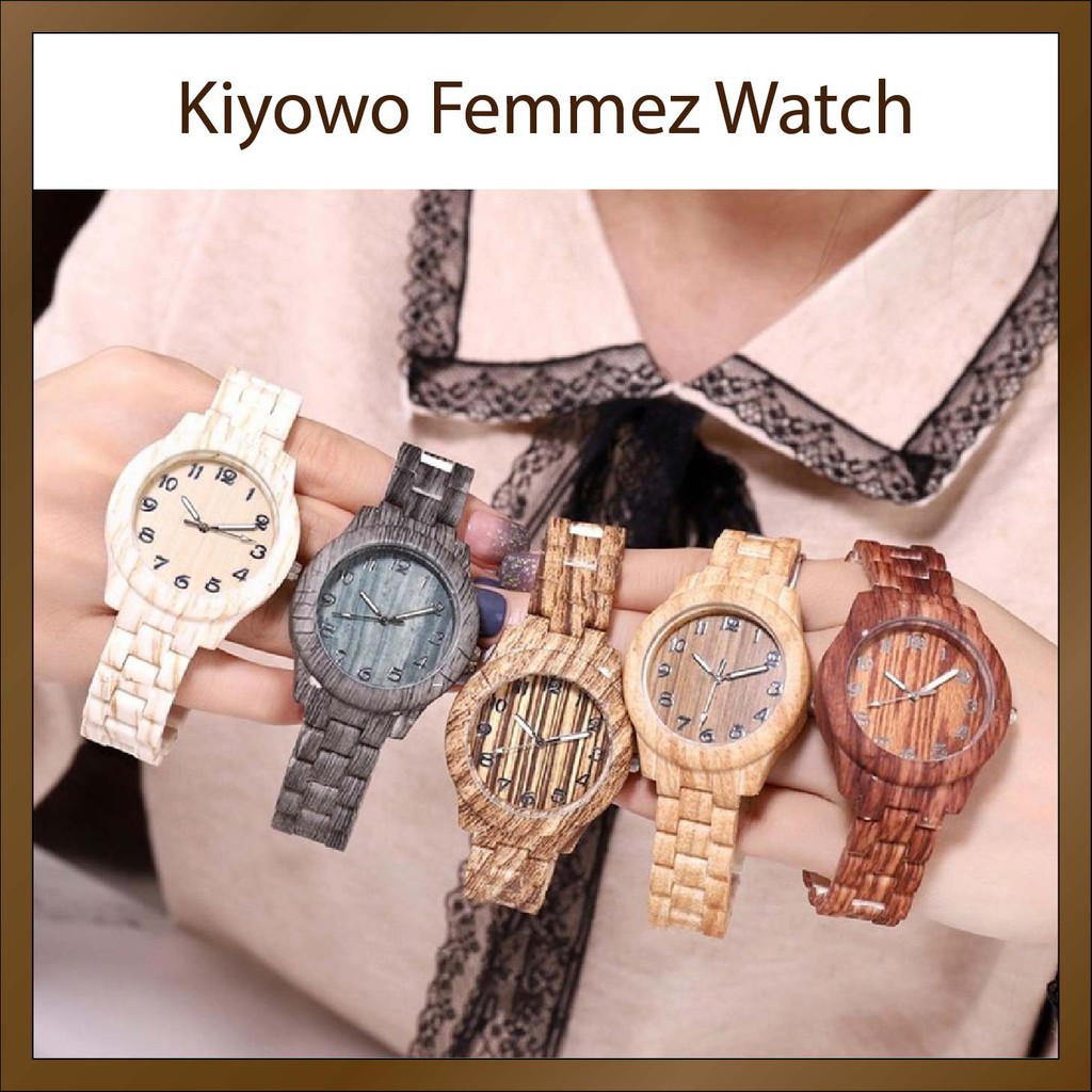 KIYOWO Jam Tangan Kayu Wanita Feminim Original