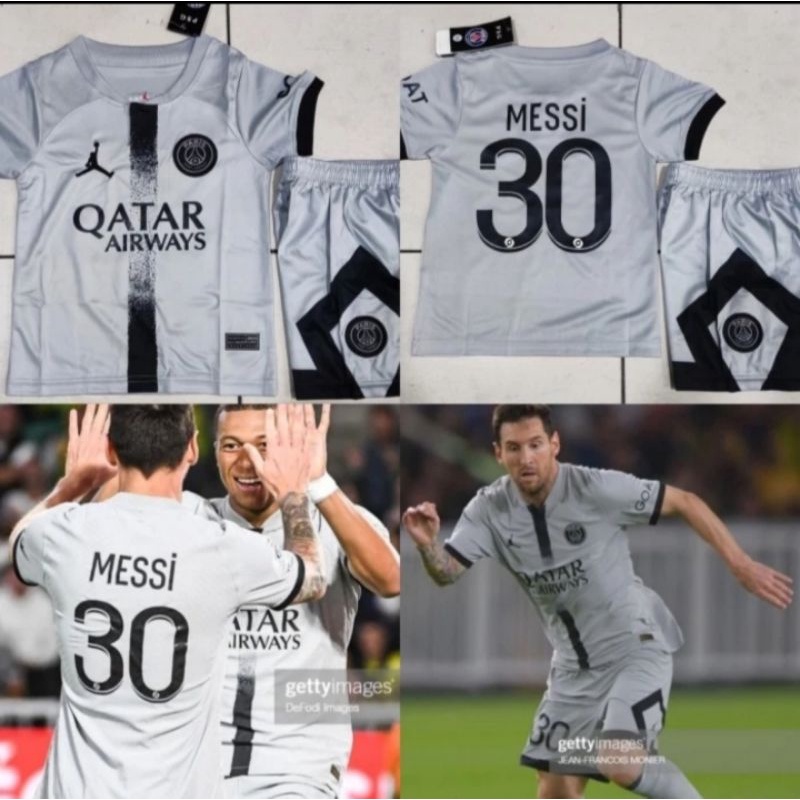JERSEY BOLA KIDS ANAK PSG AWAY 2022 2023 GRADE ORI PLUS NAMESET MESSI 30