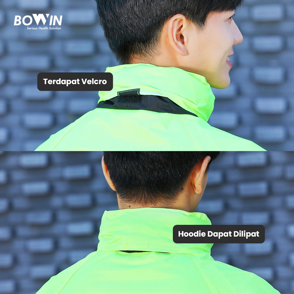 Bowin Jas Hujan Premium 3D Cutting - Anti Bakteri &amp; Windproof (Extra Face Shield &amp; Masker)