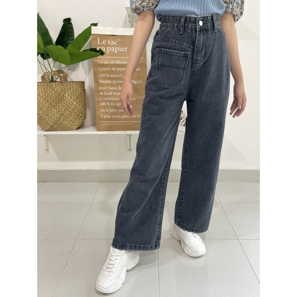 AVANCEID (S-3XL) CELANA JEANS PANJANG HIGH WAIST BAGGY JEANS KULOT 1102