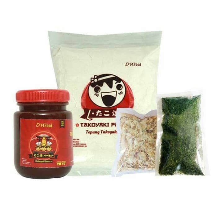 

PROMO Murah Paket Bahan Takoyaki komplit tepung saos aonori katsuobushi