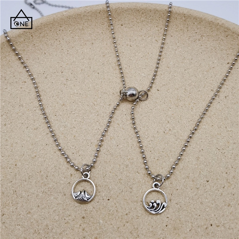 COD❤2pcs/set Kalung Magnet Couple ombak Couple pasangan persahabatan aesthetic kalung