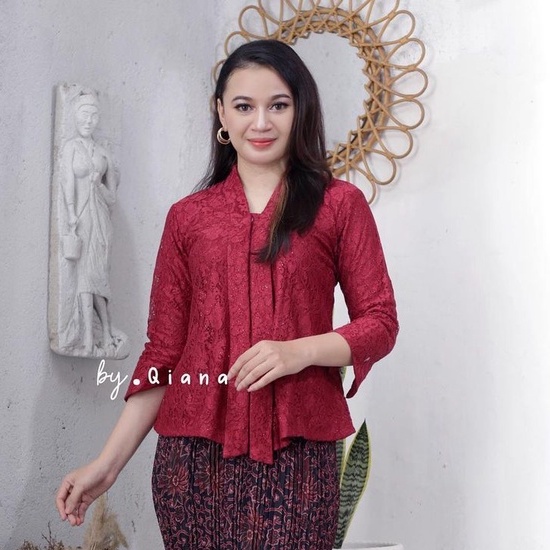 READY STOCK!!! Atasan kebaya floy brukat / kebaya kutubaru kartini / maroon / navy / abu / gold