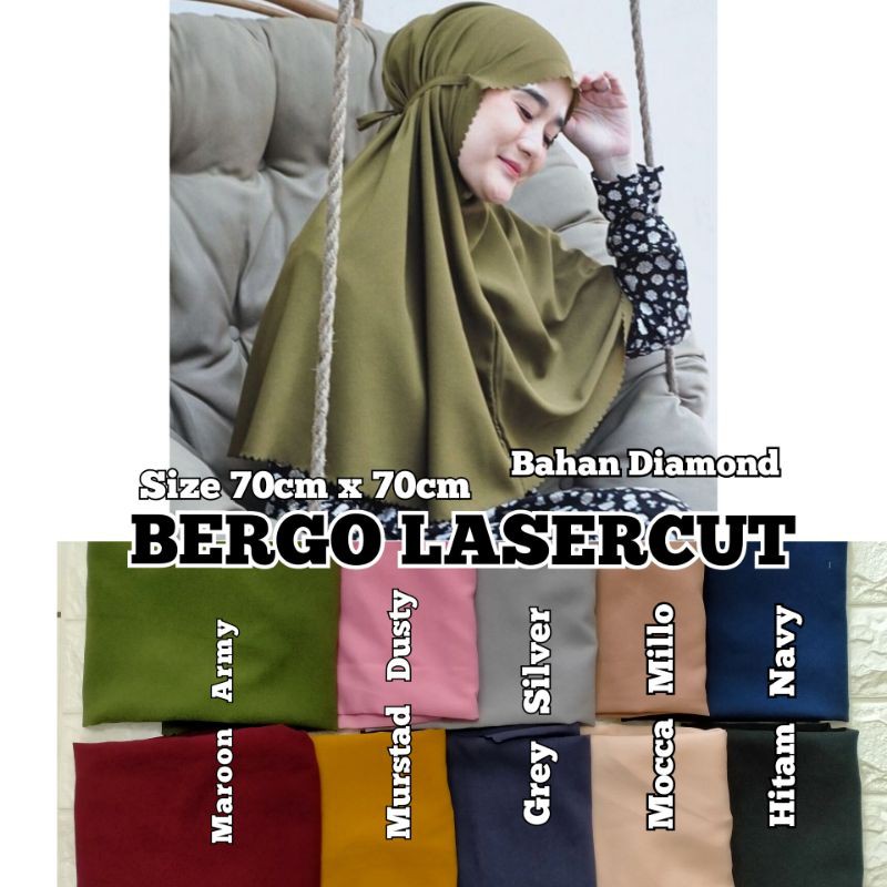 Jilbab Bergo Laser Cut Diamondcrepe